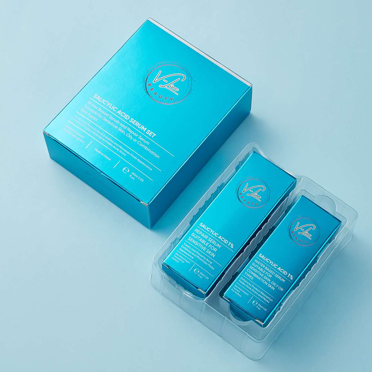 Salicylic Acid Serum Set - Oil-Water Control Balance and Repair for Combination Skin - 60mL V-Line Beauty