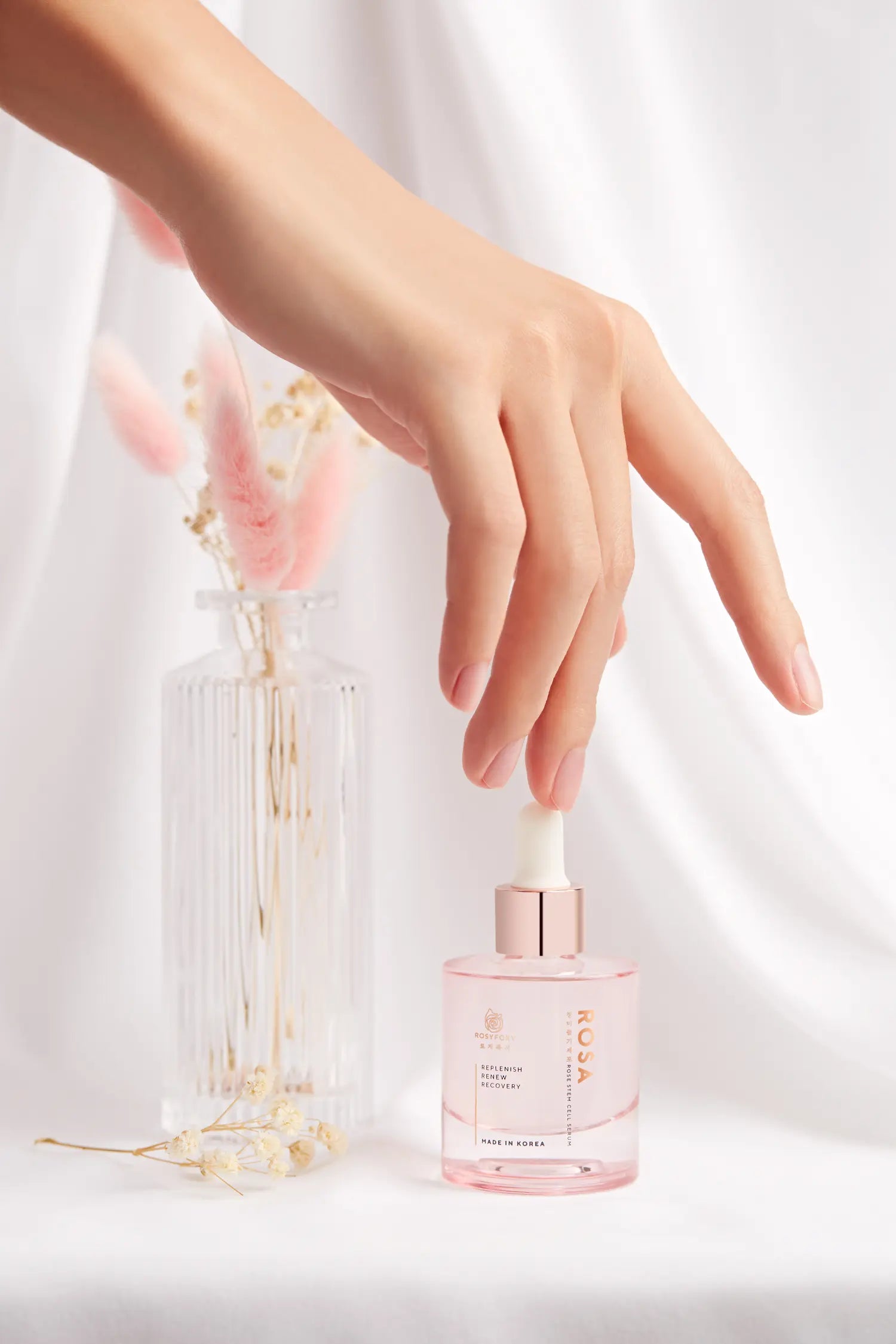 RosyFoxy Rosa Hyaluronic Acid Serum for Face, Rejuvenating Collagen Serum for Fine Lines and Wrinkles, Hydrating, Even Toning, Suitable for All Skin Type including Sensitive - 30 mL - Made in Korea V-Line Beauty