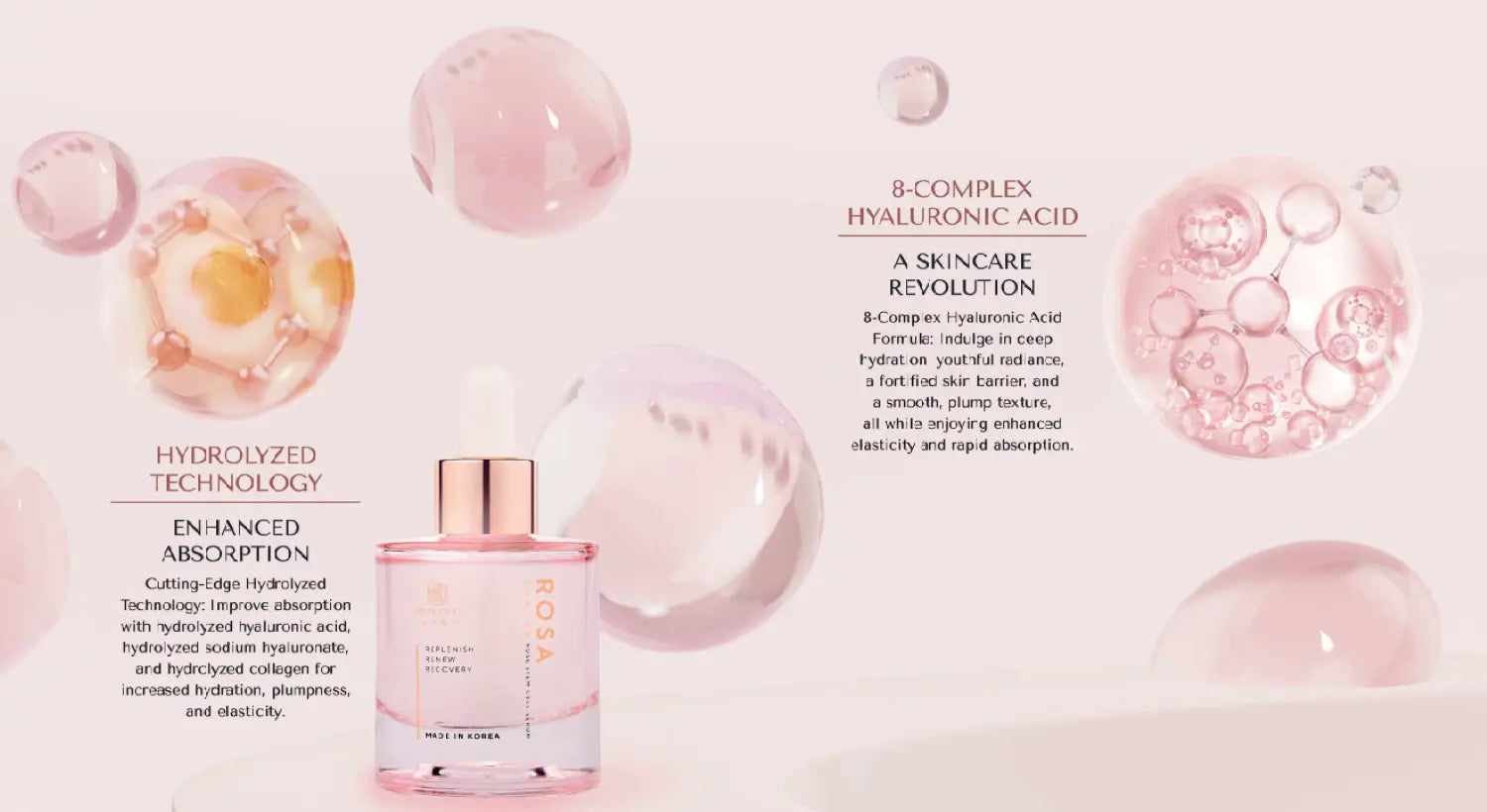 RosyFoxy Rosa Hyaluronic Acid Serum for Face, Rejuvenating Collagen Serum for Fine Lines and Wrinkles, Hydrating, Even Toning, Suitable for All Skin Type including Sensitive - 30 mL - Made in Korea V-Line Beauty